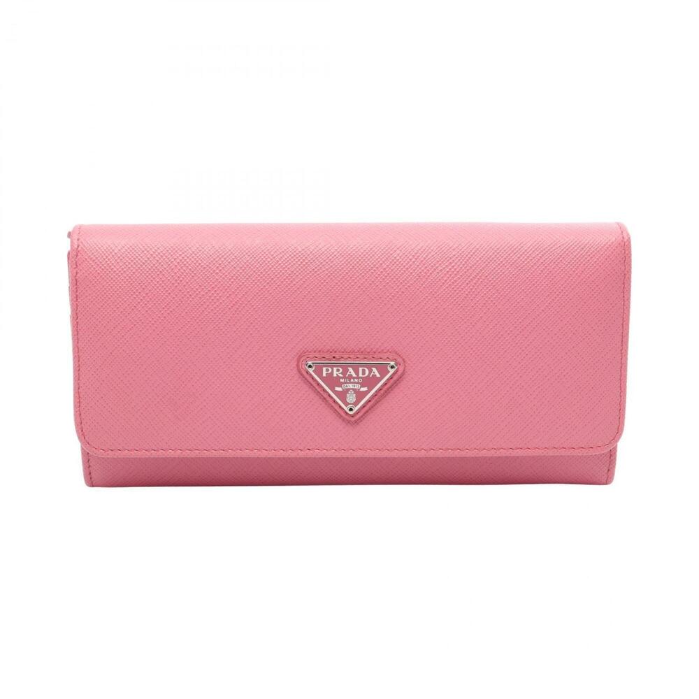 Prada PRADA Bi-fold Long Wallet, Saffiano Leather, Women's, Pink
